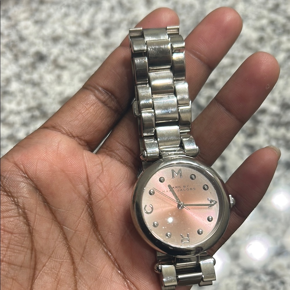 Marc Jacobs Silver and Pink Watch